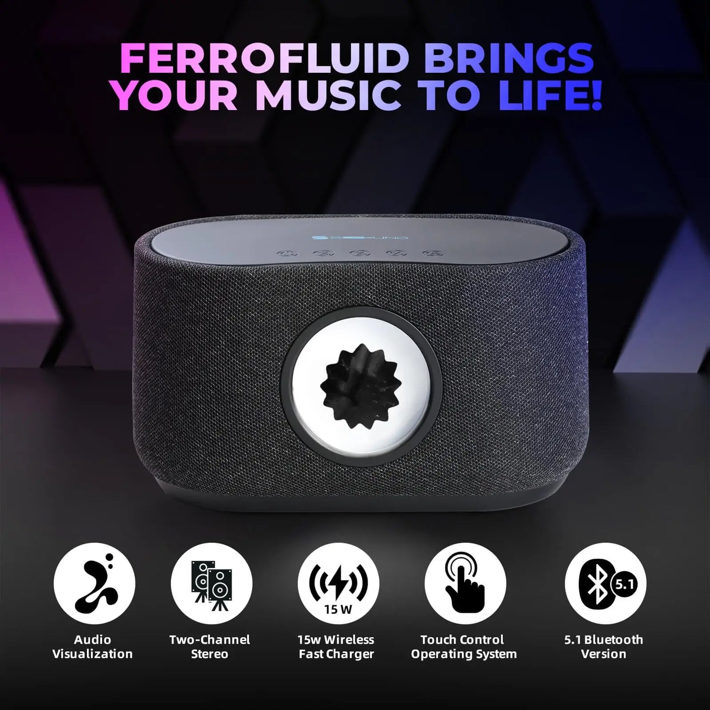Magnetic Fluid Bluetooth Speaker with Wireless Charger