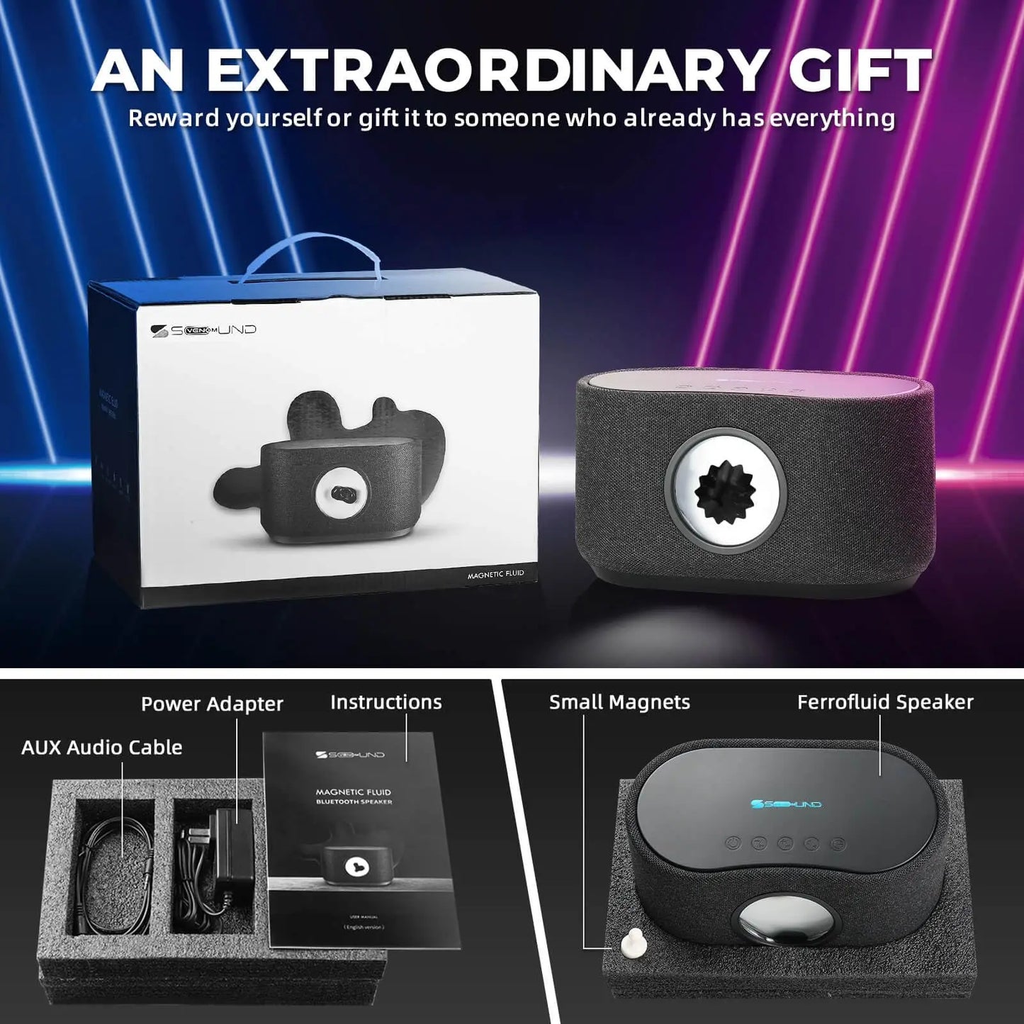 Magnetic Fluid Bluetooth Speaker with Wireless Charger