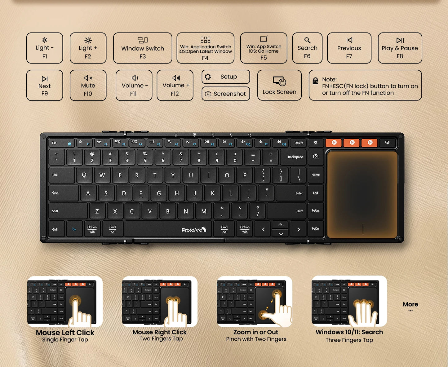 Foldable Keyboard with Touchpad