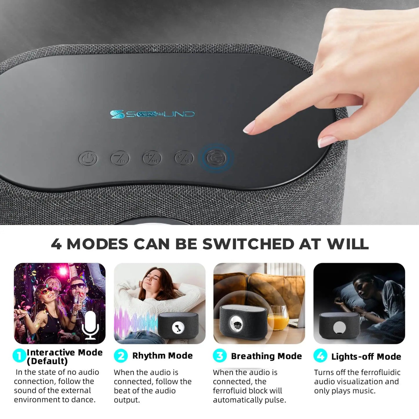 Magnetic Fluid Bluetooth Speaker with Wireless Charger