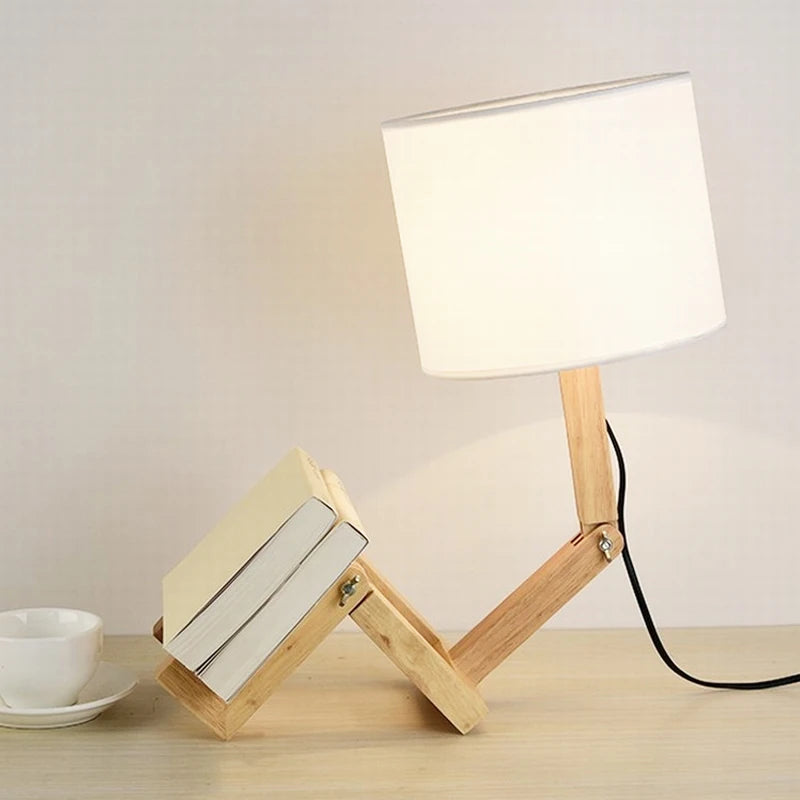 Robot Shape Wooden Table Lamps