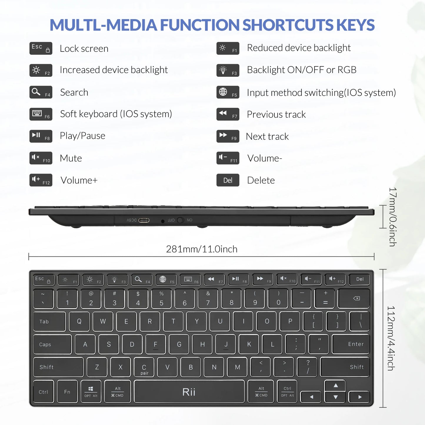 Rii X9 Wireless Keyboard with RGB Backlit