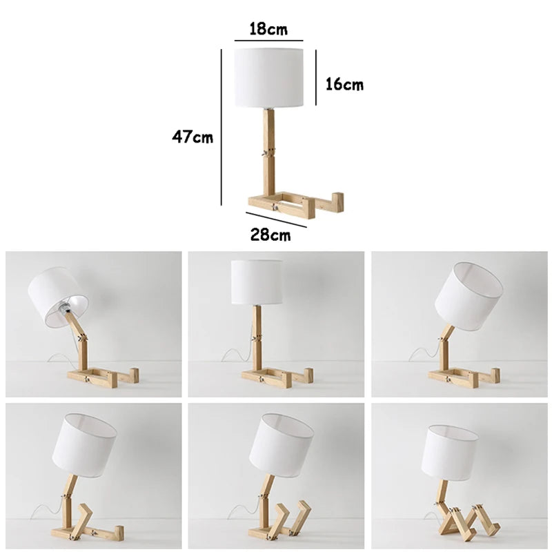Robot Shape Wooden Table Lamps