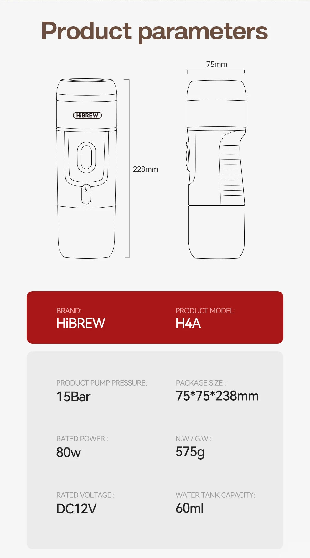 HiBREW Portable Coffee Machine