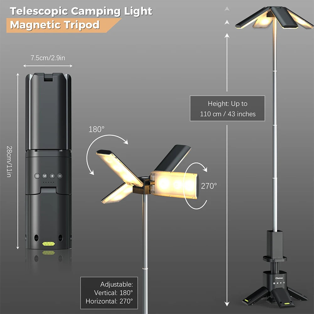 Rechargeable Telescopic 14000 mAh LED Camping Light