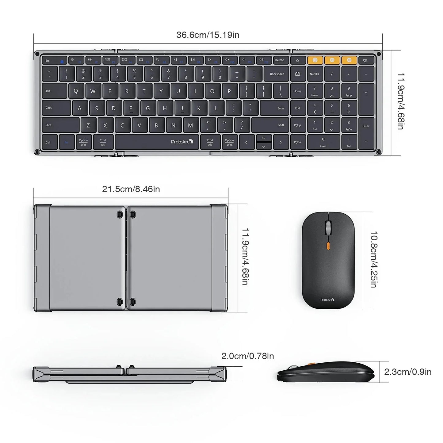Foldable Wireless Mouse and Keyboard
