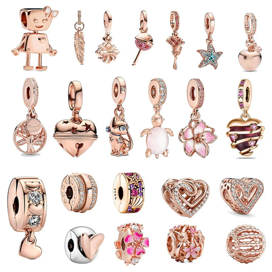 Sterling Silver Charms for Pandora Bracelets-Rose Gold Collection