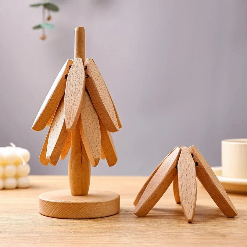 Walnut Folding Trivets Set
