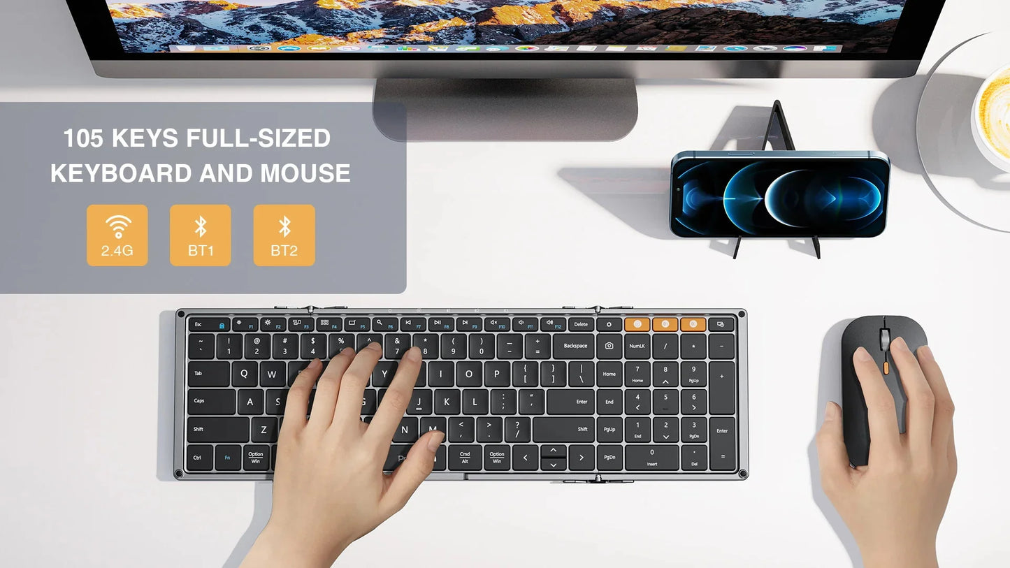 Foldable Wireless Mouse and Keyboard